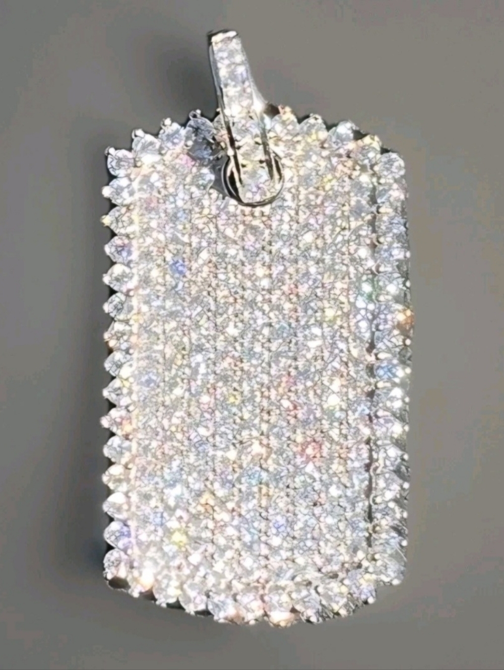 Iced Out MOISSANITE Solid 925 Silver Dog Tag Iced Hip Hop Pendant NEW - Picture 7 of 9